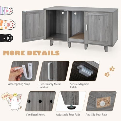 Tangkula Patented Double Cat Litter Box Enclosure - Image 5