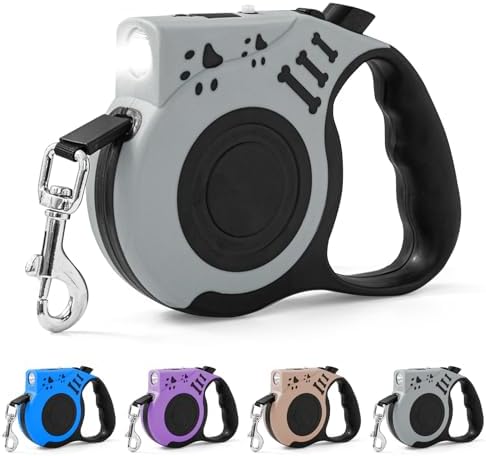 Retractable Dog Leash with USB Rechargeable Flashlight by COSOWO