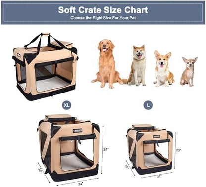 JESPET 3 Door Portable Collapsible Soft Dog Crate Carrier - Image 6