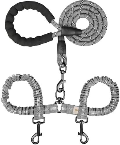 MingXpets Double Dog Leash, 360° Swivel Tangle Free Bungee Walking Training by MingXpets