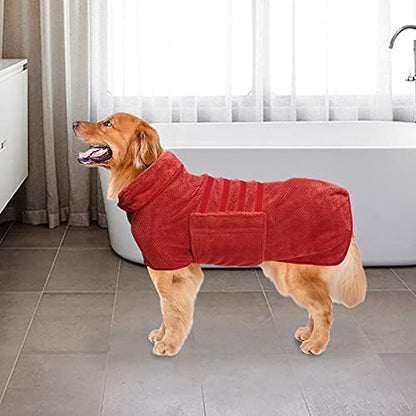 Geyecete Pineapple Grid Fast Drying Super Absorbent Dog Cat Bath Robe Towel - Image 6