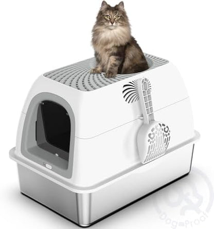 SuzziPaws Stainless Steel Litter Box Top-Entry Dog-Proof by Suzzipaws
