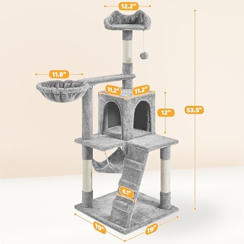 Yaheetech 54in Cat Tree, Light Gray - Image 3