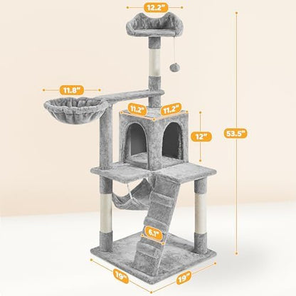 Yaheetech 54in Cat Tree, Light Gray - Image 3