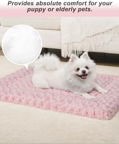 Exsnugy Washable Dog Bed Mat Medium Size Fluffy Pet Crate Pad 36x23 - Image 2