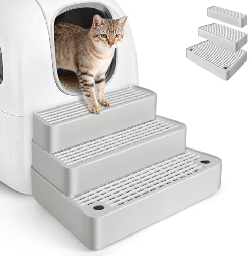 Extra Large 3 Steps Litter Box Ramp, Adjustable Cat Litter Box Step by Bartuke