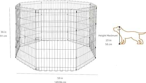 Amazon Basics Portable Foldable Octagonal Metal Exercise Dog Playpen, - Image 2