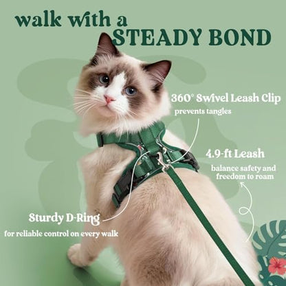 rabbitgoo Cat Harness and Leash Set, Escape Proof Vest, Rainforest Green - Image 5