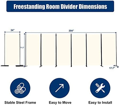 Room Divider 6 Panel-204''Wide, 6FT Room Dividers and Folding Privacy Screen - Image 6