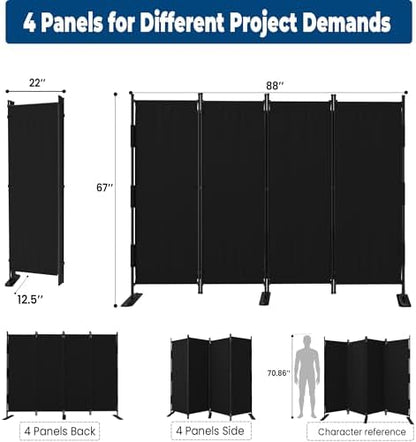 Room Divider, 4 Panel Upgraded 88” Folding Screen Highly Secretive - Image 5