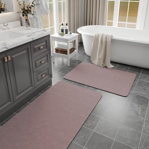 Blush Pink Bathroom Mat Rug Sets 2 Piece Stone Bath Mats by Earcu