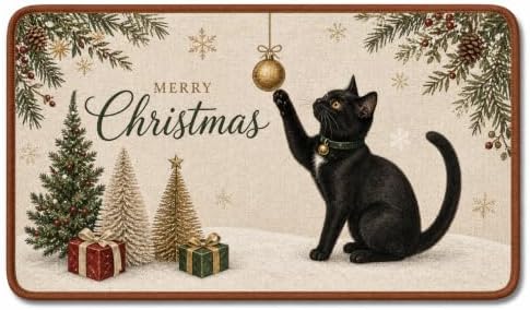 Christmas Doormat Black Cat Pet Non Slip Bath Doot Mat 17x30 by Unknown