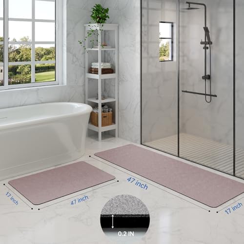 Blush Pink Bathroom Mat Rug Sets 2 Piece Stone Bath Mats - Image 2