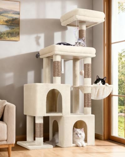 Globlazer 52in Cat Tree Tower for Indoor Cats, 2 Condos by Globlazer