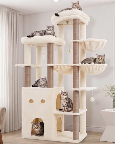 Heybly Cat Tree, 69.7 in Secure Anti-Tip Cat Tower by HEYBLY