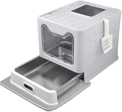 Enclosed Cat Litter Box with Lid Top Exit Covered Metal Stainless Steel Litter by TehoaoWomensClothes