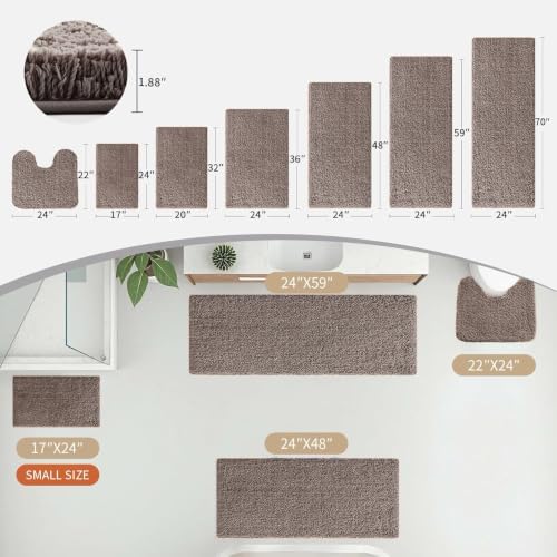 Disolla Taupe Grey Bathroom Rugs 17x24, Non-Slip Plush Small Bath Mat - Image 2
