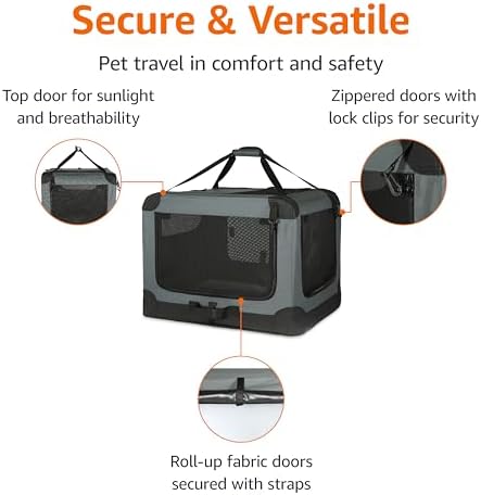 Amazon Basics Portable Folding Soft Dog Crate, Collapsible Travel Kennel - Image 2