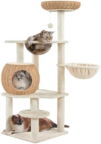 Yaheetech 54in Rattan Cat Tree Tower by Yaheetech