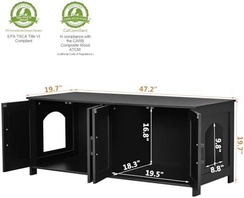 Homhedy 47.2”L Cat Litter Box Enclosure - Image 4