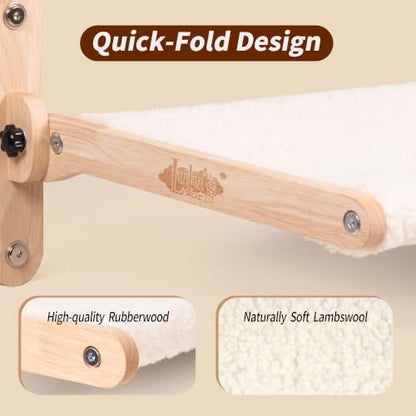 LuLu's World Foldable Large Cat Window Perch, Wooden Frame 23.7"×14.4" Beige - Image 3