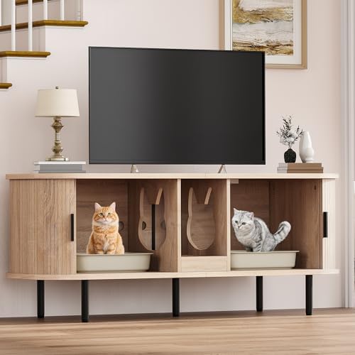 DWVO 55.1in Double Cat Litter Box Enclosure by DWVO