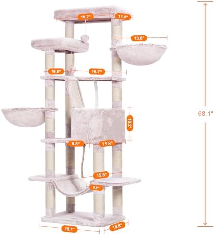 Heybly Cat Tree, 68 inch Multi-Level Cat Tower - Image 3