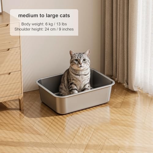 Stainless Steel High Sided Cat Litter Box - Image 7