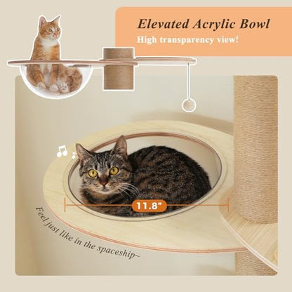 PETEPELA Floor to Ceiling Cat Tree, 79-103'' Adjustable Wood Tower - Image 5