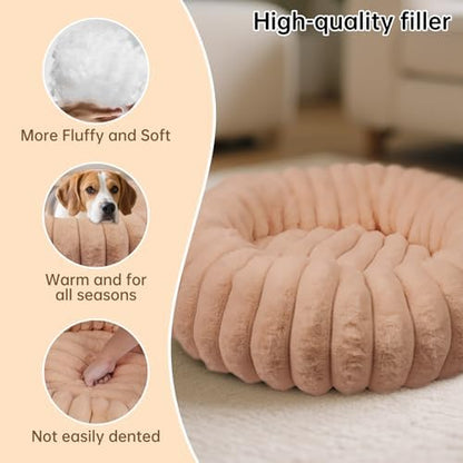 Donut Small Medium Dog Bed Washable Kitty & Puppy Bed, 23in Brown - Image 5