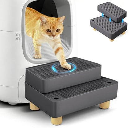 Extra Large 2 Steps Cat Litter Box Step Ramp, Cat Litter Catcher Mat by Bartuke