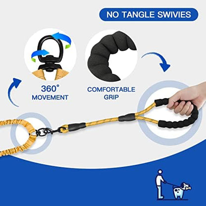 MingXpets Double Dog Leash, 360° Swivel Tangle Free Bungee Walking Training - Image 4