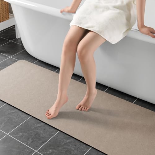 Long Bath Rugs 47x17-Diatomaceous Earth Stone Bath Mats by Earcu