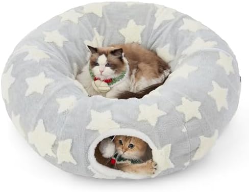 Lesure Donut Cute Jacquard Cat Tunnel Bed Kitten Toys by Lesure