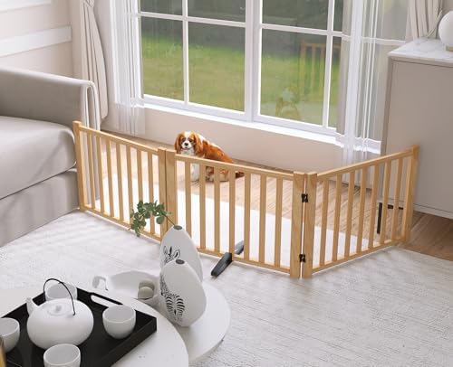 YOCAN Non-Painted Wooden Freestanding Dog Gates - Image 3