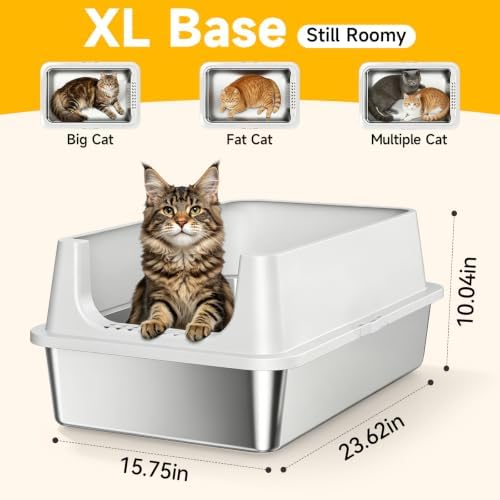 XL Open Top Stainless Steel Litter Box - Image 2