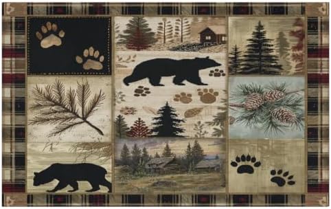 Giwawa Black Bear Bath Rug Forest Cabin Plush Entryway Carpet 20x32 Inch Soft by Giwawa