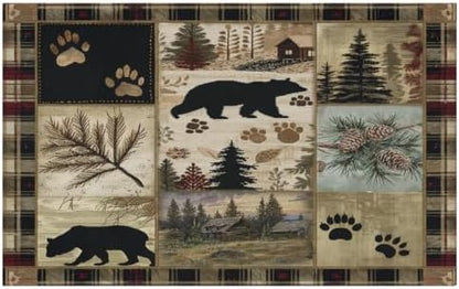 Giwawa Black Bear Bath Rug Forest Cabin Plush Entryway Carpet 20x32 Inch Soft by Giwawa