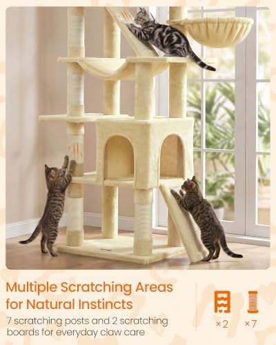 Feandrea Large Cat Tree, 81.1" Tall Sturdy Cat Tower - Image 4
