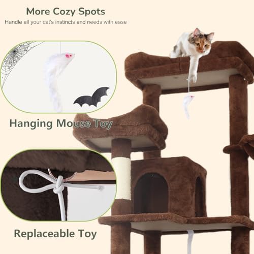 68 Inches Multi-Level Large and Tall Cat Tree Tower - Image 4