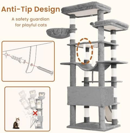 Heybly Tall Cat Tree 78-inch Multi-Level Cat Tower - Image 6