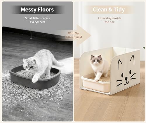 Qozary Cat Litter Box Enclosure, Waterproof Litter Box Shield - Image 3