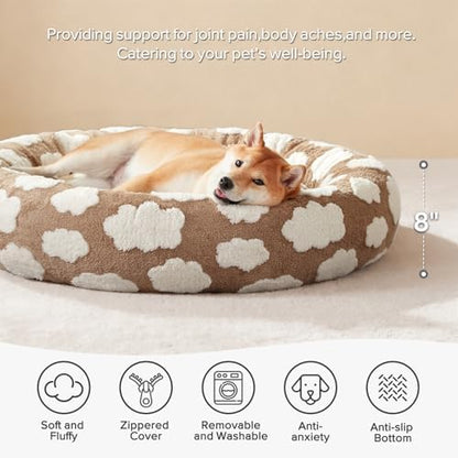 JOEJOY Jacquard Donut Round Small Dog Beds, Removable Washable Cover, Cute - Image 2
