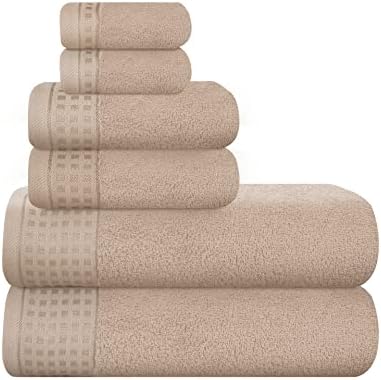 GLAMBURG 100% Cotton Ultra Soft 6 Pack Towel Set, Contains 2 Bath Towels 28x55 by GLAMBURG