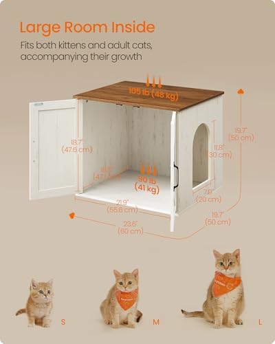 Feandrea Cat Litter Box Enclosure, Indoor Pet House End Table - Image 5
