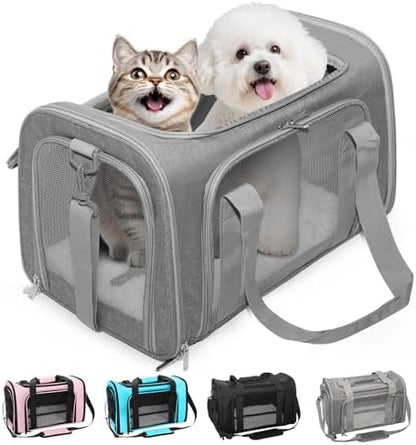 Soft-Sided Cat Carrier 20x13x13 in Expandable Travel Pet Bag 22LBS by Lowiparr