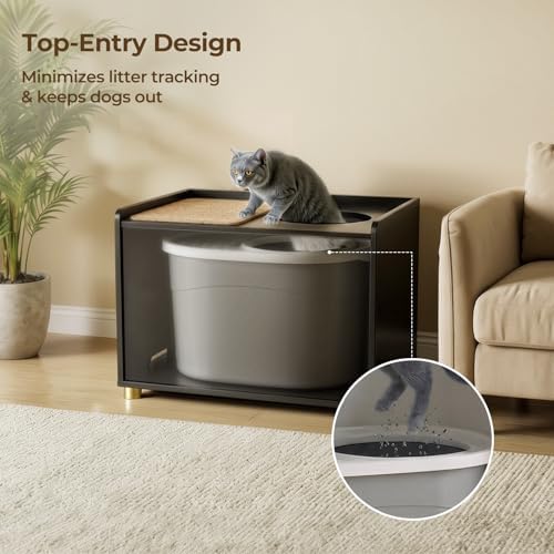 Amunrbrek Top Entry Litter Box Enclosure, Flip Top - Image 3