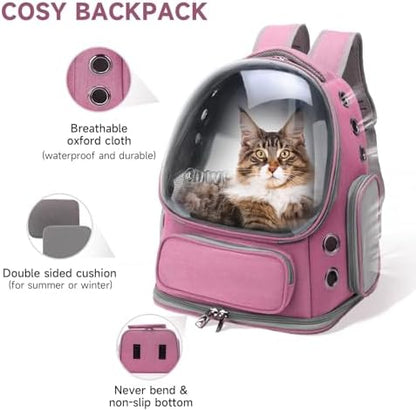 Cawypety Cat Backpack Carrier Large Space Bubble Backpack up to 12lbs Pink - Image 6