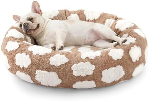 JOEJOY Jacquard Donut Round Small Dog Beds, Removable Washable Cover, Cute by JOEJOY