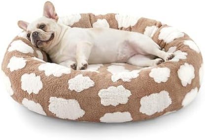JOEJOY Jacquard Donut Round Small Dog Beds, Removable Washable Cover, Cute by JOEJOY